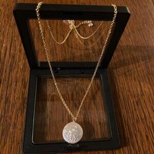 Necklace 14k Gold Plated Single Pearl Necklace Simple Pearl Choker